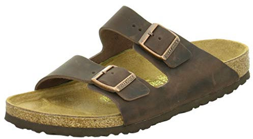 BIRKENSTOCK Classic Arizona Leder, Unisex-Erwachsene Pantoletten, Braun (Habana), 36 EU