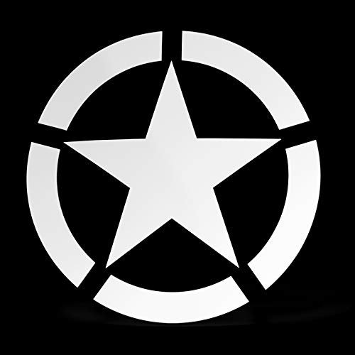 ERREINGE Sticker STELLA MILITARE BIANCO ARMY Adesivo prespaziato in PVC per Decalcomania Parete Murale Auto Moto Casco Camper Laptop - cm 12