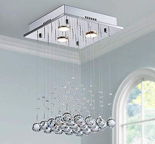 Saint Mossi 3 Leichter moderner Kronleuchter K9 Kristalllichtbefestigung, Moderner Flush Mount Deckenleuchten, Regentropfen Kronleuchter Modern Pendelleuchte Lichtbefestigung,H46cm x W30cm x L30cm