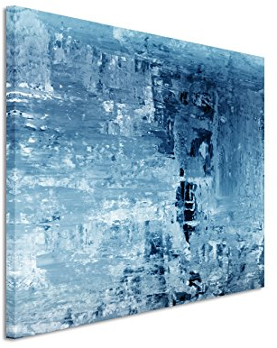 Sinus Art 120x80cm Wandbild – Farbe Blau Petrol - Leinwandbild auf Keilrahmen in Bester Qualität - Abstrakt Gemälde II