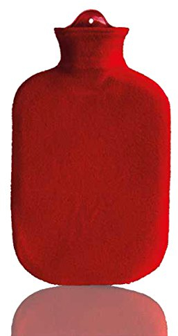 Wärmflasche Faba Care by Sänger 2 L, kuscheliger Konturbezug, Naturgummi, 1 Seite Lamellen, Gummiwärmflasche, Rot