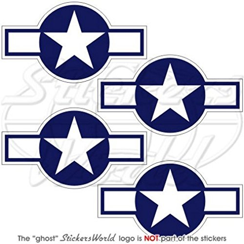 Vinyl-Aufkleber, Motiv: United States AirForce USAAF WWII 1943–47, USAF US Navy Flugzeug Roundels 70 mm, 4 Stück