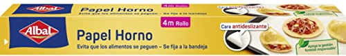 Albal Papel Horno 4 Metros, Cara Antideslizante, Estructura Antiadherente, Corte Fácil, Sierra de Corte, Papel para Hornear, Se Fija a la Bandeja