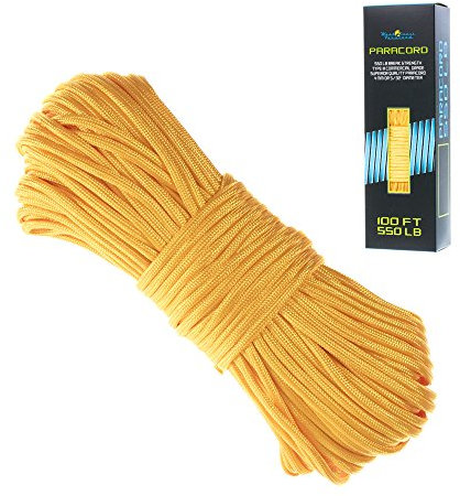 550 Paracord Bracelet Parachute Cord - 7 Strand Type III Paracord Rope (Goldenrod)