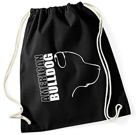 siviwonder Turnbeutel - AMERICAN BULLDOG im Profil by Wilsigns - Baumwoll Tasche Beutel schwarz