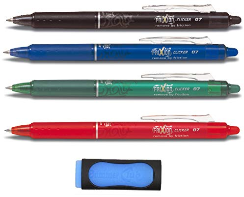 PILOT Tintenroller Frixion Ball Clicker Pack (4er Set + Radierer)