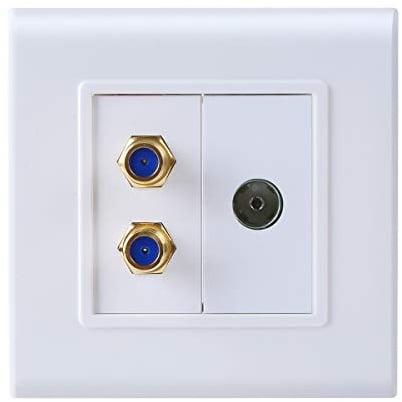 TENINYU TV Aerial & F Type (Satellite) Faceplates/Wall Plate Outlets – Gold Coloured Sockets (Double F-Type and Single Aerial)