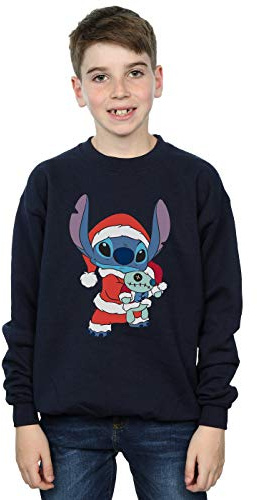Disney Boys Lilo And Stitch Stitch Christmas Sweatshirt Navy Blue 7-8 Years