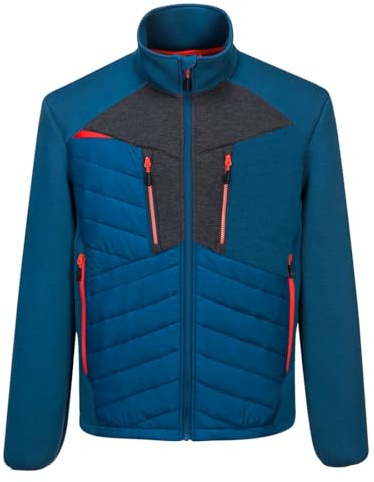 Portwest DX471 DX4 Hybrid-Steppjacke Stretchgewebe 4-Wege-Stretch 5 Taschen | Blau, 2XL, 75% Polyester, Brusttasche mit Reißverschluss, Elastische Bündchen, Verstellbarer Saum, 5% Elasthan, Stehkragen