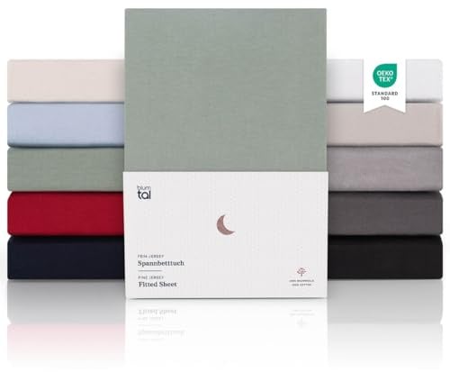 Blumtal® Premium Spannbettlaken 200x200cm Jersey Boxspringbetten 2er Set - Oeko-TEX zertifiziertes Spannbettlaken 200x200 Boxspringbett aus 100% Baumwolle - Bettlaken 200x200 Boxspringbett - Grün