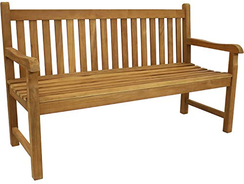 Sunnydaze 2-Person Outdoor Bench for Front Porch or Park - Wooden Teak Patio Garden Bench with Backrest - 675 lb Weight Capacity - Mission