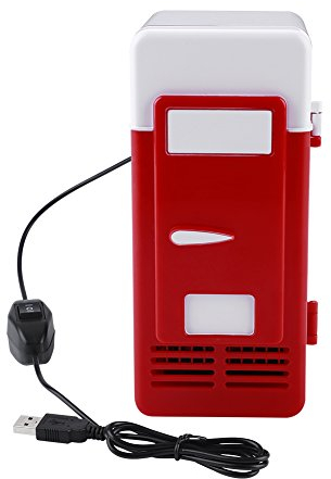 Rosilesi Mini USB Frigo - LED Mini USB Frigorifero USB Frigorifero Bevande Lattine per Bevande Frigorifero e riscaldatore(Rosso)
