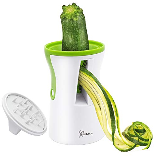 Cortador en Espiral para Cortar Verduras, Rallador de Verduras, Cortador en Spirelli Manual, Adecuado para Zanahorias, Pepinos y Calabacin Pasta (Blanco y Verde)