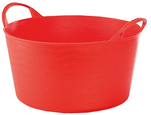 RED HOG Contenedor Cubo Cesta Flexible Flexi Multifuncional, Establo, Jardín, Garaje, Alimentación de Animales, Mezcla, Almacenamiento, Riego, Lavado, Resistencia 120 kg, 35x23x30cm 14L Rojo
