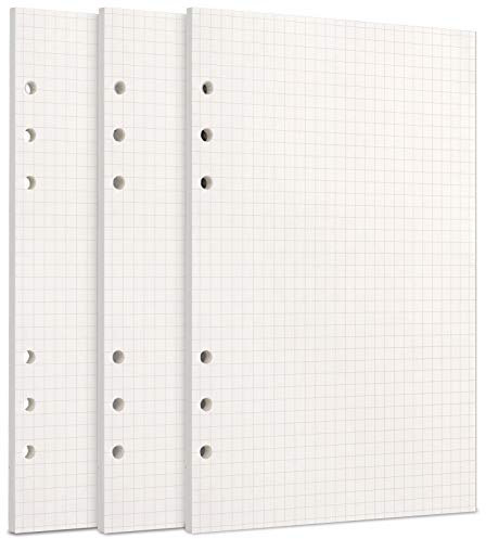 A5 Papier, [3 Packungen] Toplive 100GSM dickes Nachfüllpapier 6 Löcher Nachfülleinlagen Loose Notizpapier A5 Refill Paper 135 Blätter (270 Seiten) für 6 Ring Binder Notizbuch,Punktraster Papier