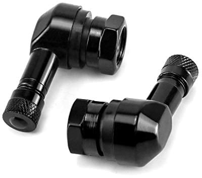 QWORK® Motorrad Winkelventil Alu Eckventil, 90 Grad Metallventile Reifen Ventil mit Gummidichtung für Motorrad Fahrrad, 2 Stück