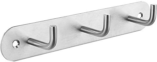 Gedotec Design Garderobenhaken Edelstahl Kleiderhaken 3-fach | HEAVEN | Handtuchhaken silber matt | Wandhaken zum Schrauben | 1 Stück - Hakenleiste inkl. Befestigungsmaterial - Hakenleiste Bad Silber