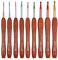 Coopay Bunte Holzgriff Häkelnadel Set, 9 Stück Ergonomische Metall Häkelnadeln mit Holzgriff für Arthritische Hände, Leichte Häkelnadeln Set für Anfänger und Kinder, HäkelnadelSet 2,0 mm - 6,0 mm