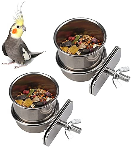 Edelstahl Vogel Napf 2 Stücke Vogel Futternapf Fütterung Wellensittich Näpfe Edelstahl Papageien Napf Vögel Futternäpfe Wasser für vögel papagei vogelhaus kleintiere (4.4/5.5cm)