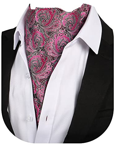Beaface Herren-Krawatten, Ascot Krawatten, Krawatten für Herren, Paisleymuster, Jacquard, gewebt, Krawatte, Hochzeit, Business, Party, Freizeit, rosa / purpur, Einheitsgröße