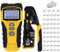 Klein Tools 80072 RJ45 Kabeltester-Set mit LAN Scout Jr. 2, Koax-Crimper/Abisolierzange/Schneidewerkzeug und modularem Pass-Thru Datenstecker