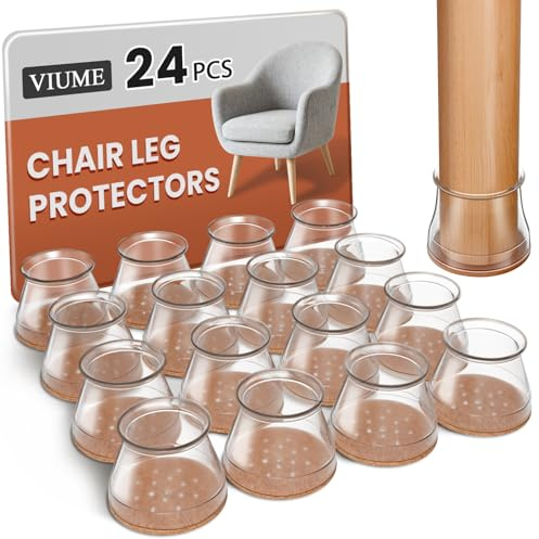VIUME 24 Pcs Chair Leg Floor Protectors for Hardwood Floors Round