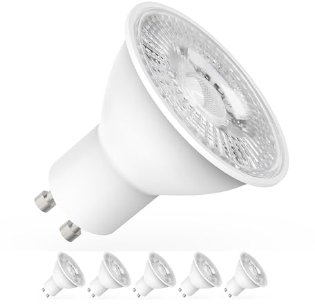Lampadine LED GU10, 5 pz, 5W equivalente a 50W, attacco GU10, Luce Bianca Fredda 6000K, 450 lumen, lunga durata, basso consumo, non dimmerabili