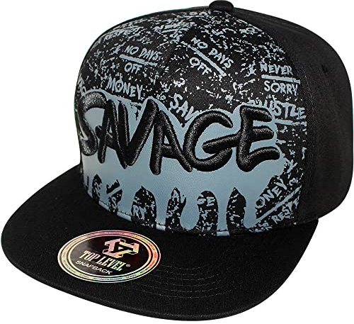 4350 DISTRICT Verstellbare Snapback-Kappe für Herren, Baumwolle, Größe 10 (N21SVG88 Schwarz), Savage Street / Schwarz, Einheitsgröße