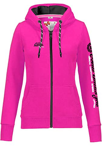 M.Conte - Felpa da donna con cappuccio, colore: Nero/Rosa con cappuccio, Colore: rosa., L