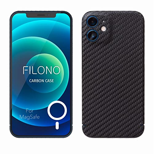 FILONO Carbon Hülle iPhone 12 Mini Ultra dünn | Made in Germany | kompatibel mit MagSafe | mit Kamera-Schutz