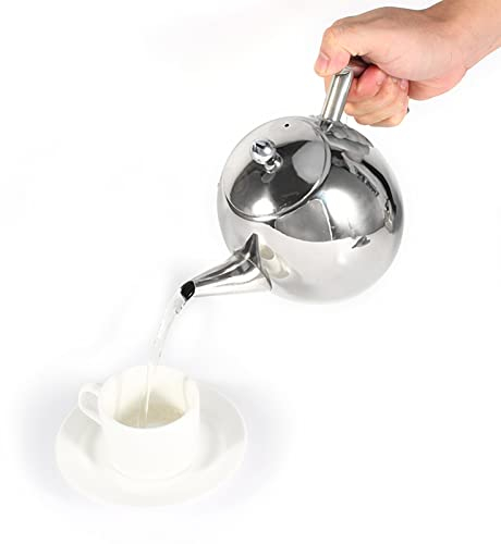 Yunxwd Théière en acier inoxydable, Theière inox avec infuseur 1L, theiere marocaine, bouilloire inox, Théière Bouilloire avec filtre amovible résistant à la chaleur pour thé, café