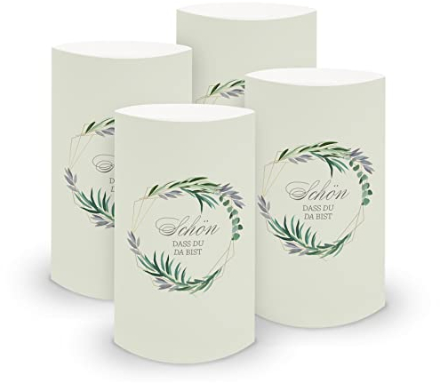 itenga 6X Windlicht Tischlicht aus Folie I Schön DASS du da bist I 10cm I ideal als Tischdeko für Hochzeit Kommunion Konfirmation I geeignet für Teelichter oder LED-Kerzen