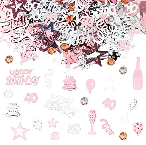 GoldRock Konfetti 40 Geburtstag Deko Rosegold, Streudeko Deko 40. Geburtstag Frauen Mann, Tischdeko Geburtstag 40 Frau, 40 Konfetti Geburtstag, Streudeko Happy Birthday, Confetti Deko 40 Geburtstag