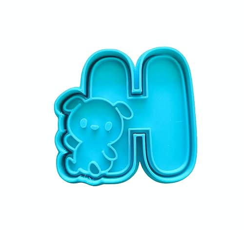 The Cookie Cutter Hub 9cm Cute Letter H Cookie Cutter and Matching Embosser for Cookies Biscuits Clay Baking Decoration