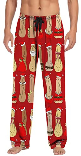 SDGR Pantalon de Pyjama de Pantalon décontracté pour Hommes de Noël avec Cordon et Cadeau de Noël de Poches Pantalon Homme Fit