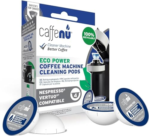 Caffenu | Nespresso Vertuo Reinigungskapseln | Kaffeemaschinenreiniger für frischen Kaffee | Reinigungskapseln für Nespresso Vertuo Maschinen | Barista-Zubehör | Mit dem Entkalkerset kombinierbar