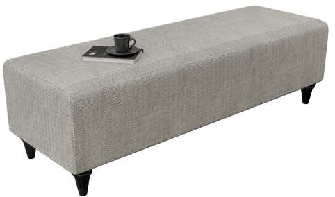 Gozos Palencia Sitzgruppe Series Sitzhocker | Hochwertig Pouf besteht aus Dicht gewebter Leinenstoff | Wohnzimmermöbel Dekorative und Comfortable Fußhocker | Relaxhcoker | 160 x 52 x 42 cm | Creme