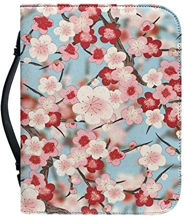 Kuiaobaty Bibelbuch-Schutzhülle für Bibel, Kirschblumen, Blumenmuster, Kunstleder, Bucheinband für Buchliebhaber, Rosa Kirschblüten