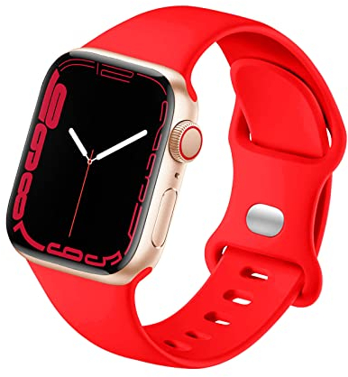 HdanMole Sport Strap Compatible with Apple Watch Straps 40mm 38mm 41mm 42mm 44mm 45mm 46mm, Silicone Strap Replacement for iWatch Straps Series 10 9 8 7 6 5 4 3 2 1 SE Women Men, Red