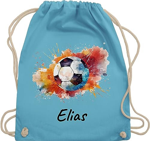 Turnbeutel Rucksack - Fußball Geschenk Fußballer I Geschenkidee Fußballfan I Fußballerin Geschenk - Unisize - Hellblau - junge kinder stoffbeutel kindergarten geschenke+für+fußballfans ball