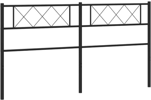 vidaXL Ersatz-Kopfteil, Bettkopfteil aus Stahl Metallkonstruktion, Betthaupt für Bett Metallbett Bettgestell, Bettzubehör Schlafzimmer, Metall Schwarz 160cm