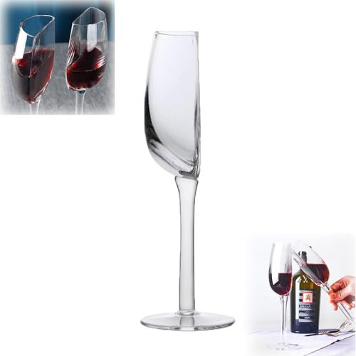 btdin Bicchiere da Vino Riutilizzabile a Stelo Lungo da 140 ml | 2 Tazze di Vetro Mezzo Cristallo | Mezzo Bicchiere di Vino | Mezza Tazza da Vino Rosso a Stelo Lungo (1pc)