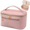 TOPALL Kosmetiktasche Reise Damen,Beauty Case PU Leder,Groß Make Up Tasche,Portable Schminktasche Kulturtasche Organizer mit Kapazität für Reisezubehör Travel Essentials Women(Rosa PU)