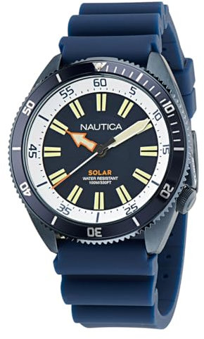 Nautica Herren-Armbanduhr mit blauem Silikonarmband (Modell: NAPNVS403), 44 mm, Blau, Armband