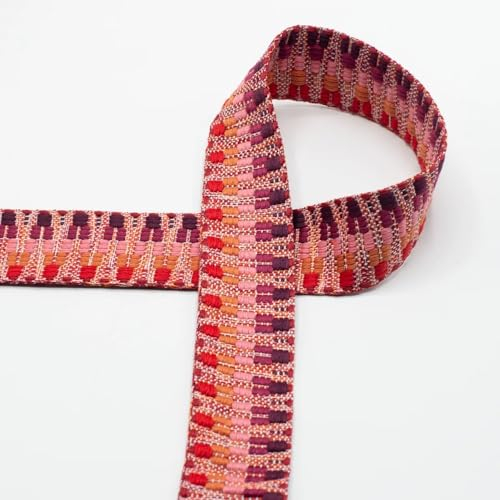 Die Stofftante Taschengurtband Gurtband für Taschen | 40 mm | Multicolor | Meterware (rosa-Bordeaux)