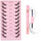 Glowing Win Half Lashes with Glue Natural Look False Eyelashes Clear Band with Bond and Remover 10 Pairs Cat Eye Lashes Kit Wispy Eyelashes Corner Lashes Set Reusable Strip Lashes