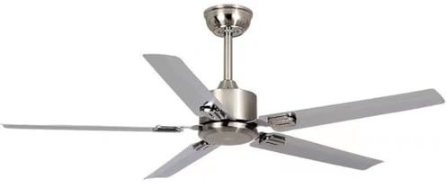 Industrial Ceiling Fan with Remote,Retro Ceiling Fan 5 Carbon steel Fan Blades 6 Speeds Timing,Outdoor/Indoor Ceiling Fan No lights for Kitchen,Living Room,Farmhouse,Patios(52in(132cm), Silver)