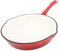 Jiawu Padella in Ghisa Smaltata, Padella Rotonda in Ghisa, Pentole Antiaderenti e Griglia con Rivestimento in Smalto Color Crema, per Barbecue per Fornelli, Forno, Fuoco Aperto