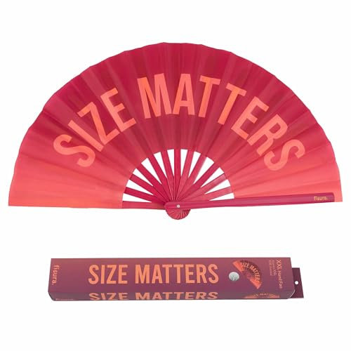 FISURA Large Folding Fan Original Fan with Large Lettering XXL Compartments Foldable Bamboo Fan 64 x 33 cm (Size, Pink)