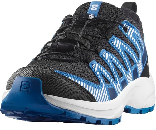 SALOMON XA Pro V8, Calzado de Trail Running Unisex niños, Black White French Blue, 33 EU